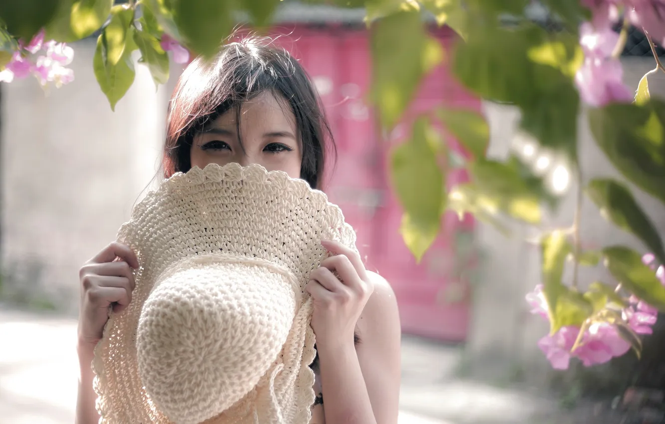 Photo wallpaper girl, hat, Asian