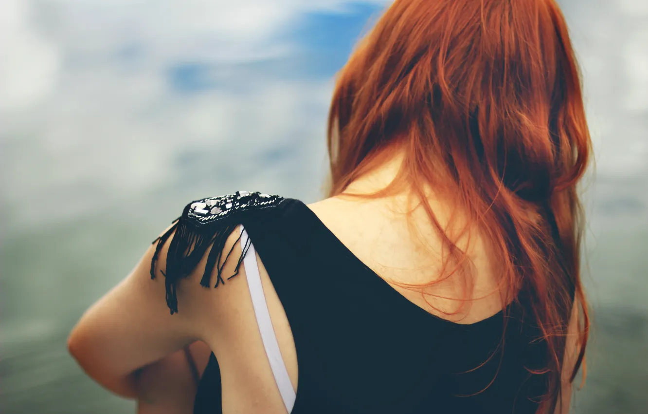 Photo wallpaper girl, back, red