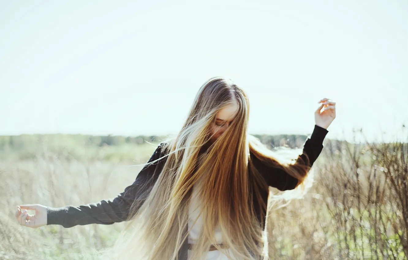 Photo wallpaper girl, hair, curls