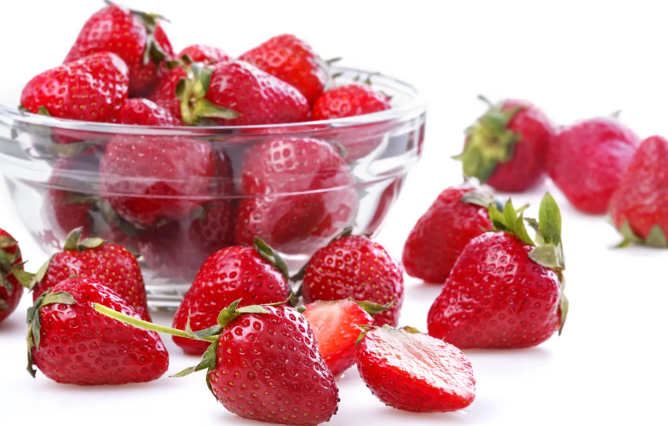 Photo wallpaper bowl, strawberries, bowl, strawberry, fresh berries, fresh berries