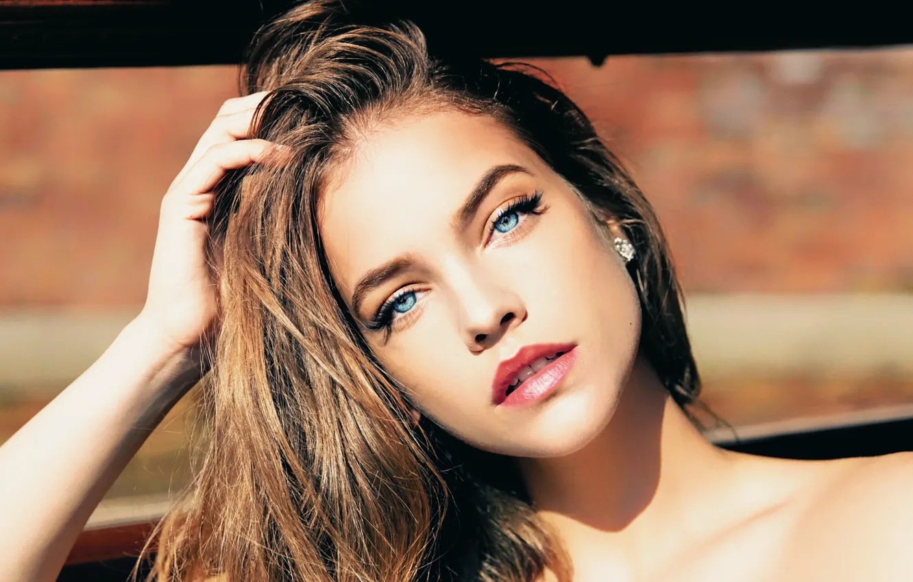 Photo wallpaper girl, brown hair, photo, blue eyes, model, lips, brunette, Barbara Palvin