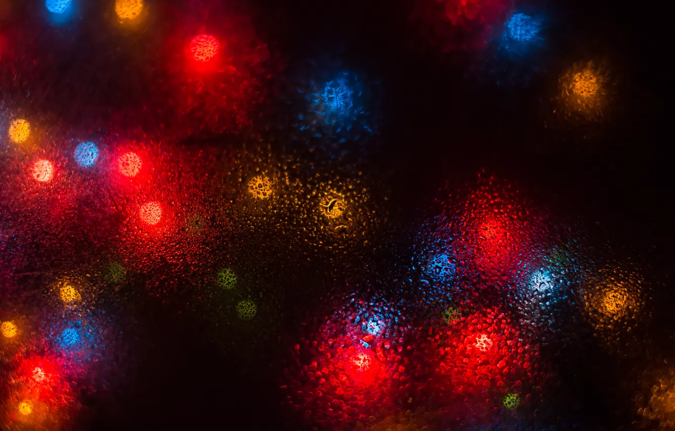 Photo wallpaper drops, new year, bokeh