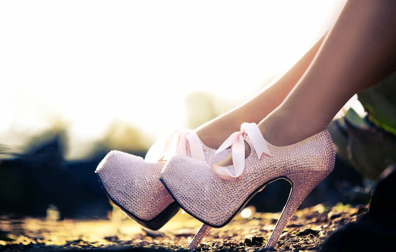 Photo wallpaper female, heels, feet
