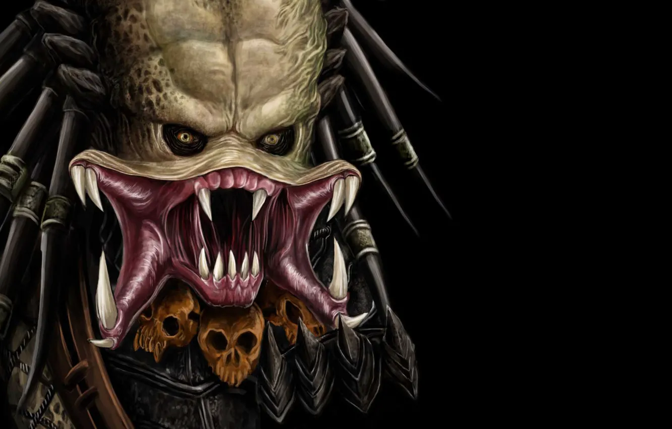 Photo wallpaper the dark background, predator, alien, alien, Predator
