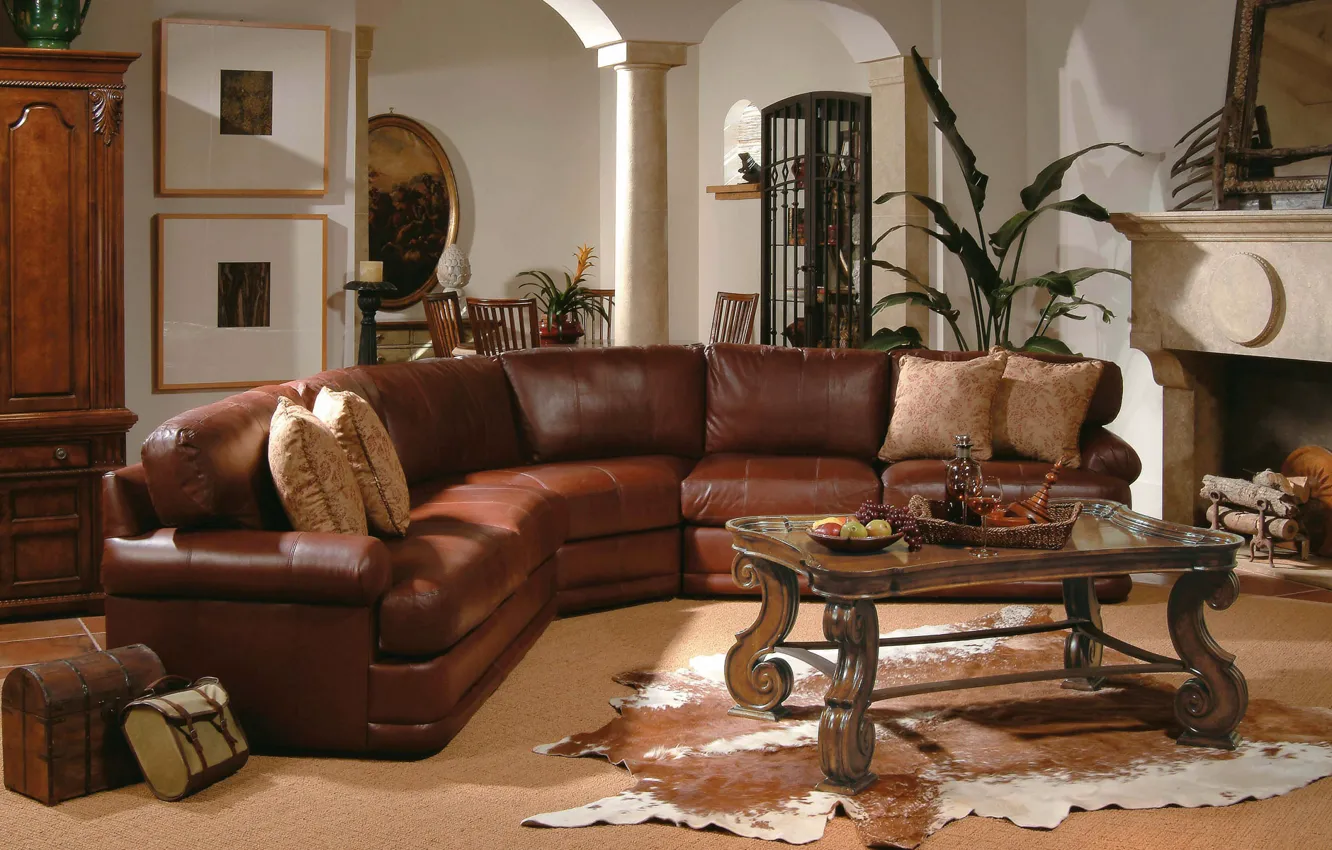 Photo wallpaper comfort, background, stay, Wallpaper, home, interior, office, leather sofa