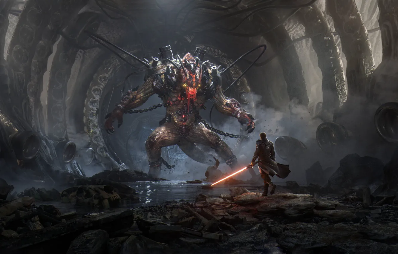 Photo wallpaper monster, sword, Star Wars, art, dark, Dark Side, Star wars, science fiction