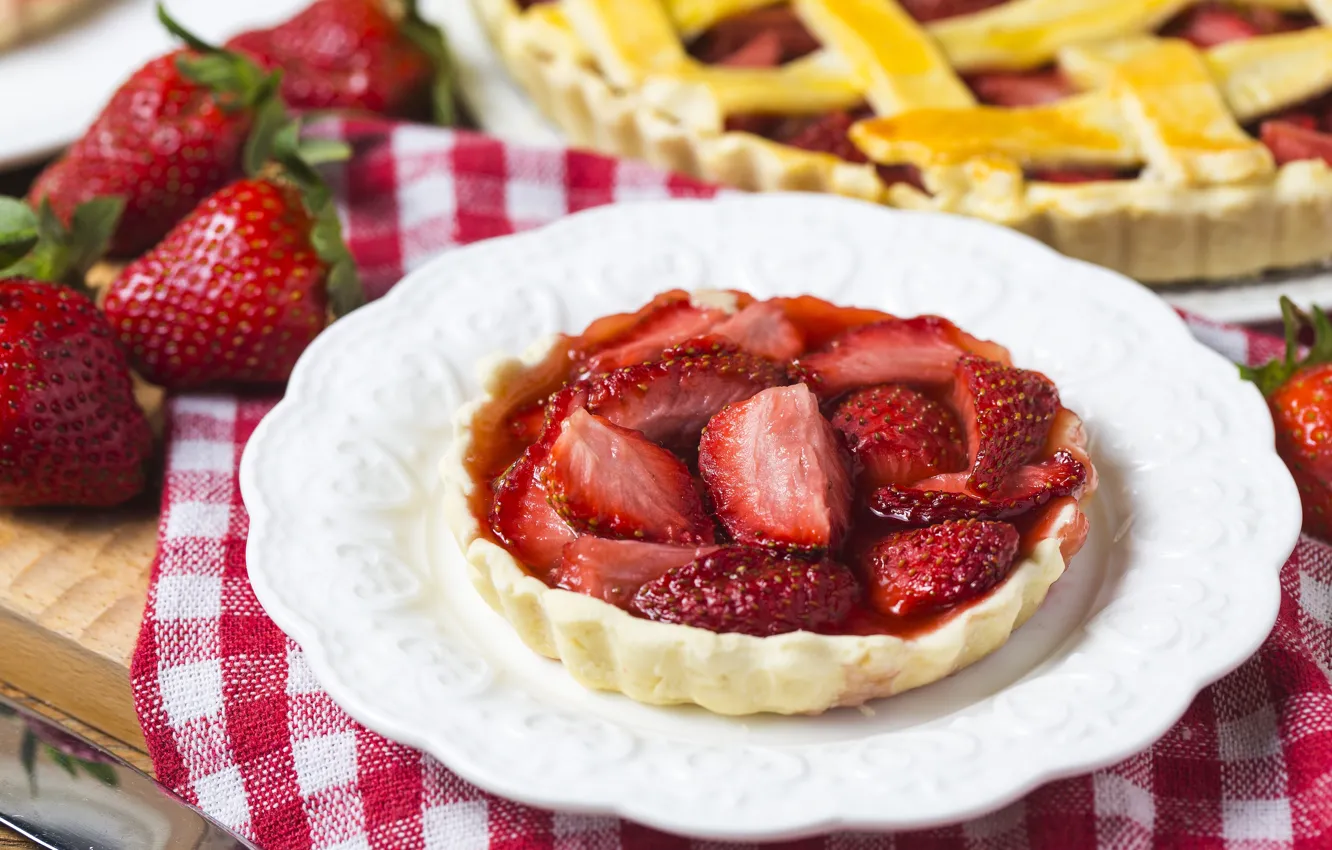 Photo wallpaper berries, strawberry, pie, fresh, cake, sweet, strawberry, berries
