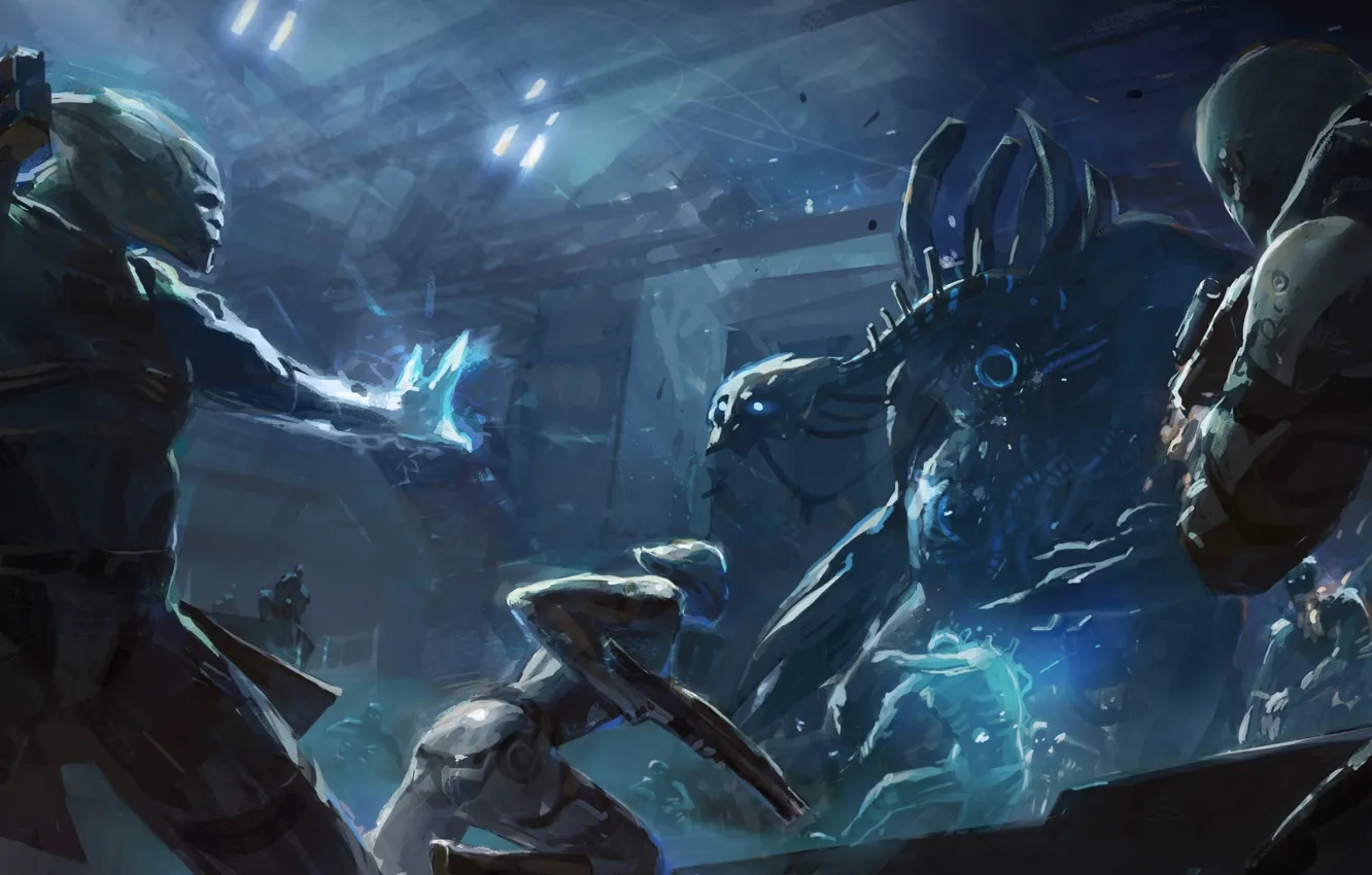 Photo wallpaper art, rpg, mass effect 3, Liara, Garrus