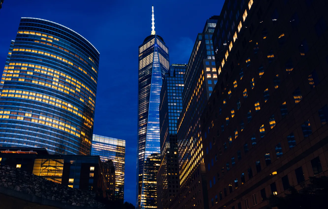 Photo wallpaper light, New York, skyscrapers, window, architecture, New York