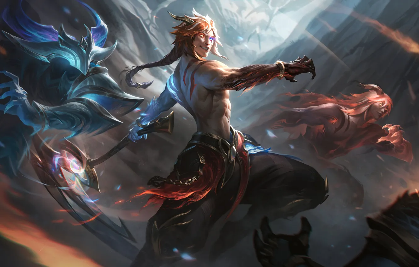 Photo wallpaper attack, battle, game, character, character, muscles, League of Legends, throw