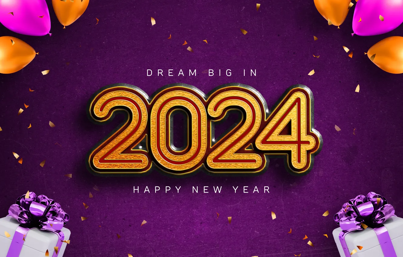 Photo wallpaper figures, New year, date, composition, 2024, New Year 2024
