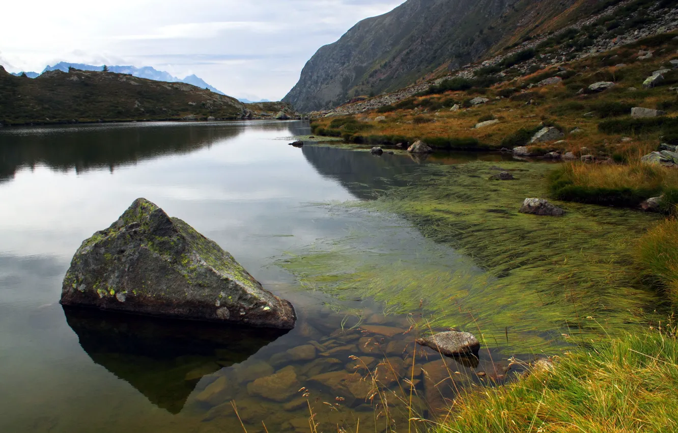 Photo wallpaper landscape, mountains, lake