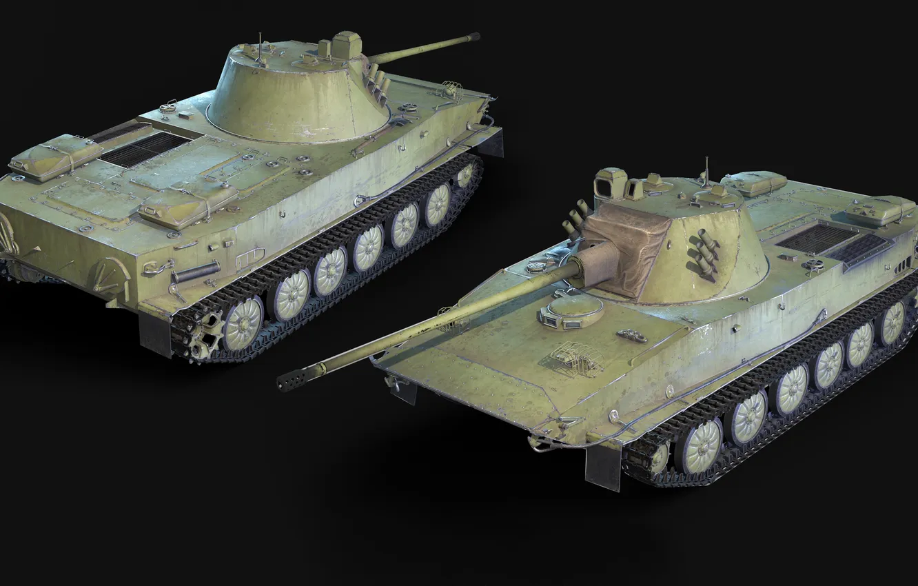 Photo wallpaper light tank, PT-76-57, AU-220M 57mm cannon