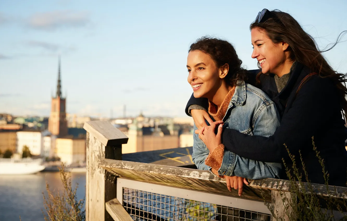 Photo wallpaper summer, girl, smile, hair, summer, Stockholm, Sweden, two