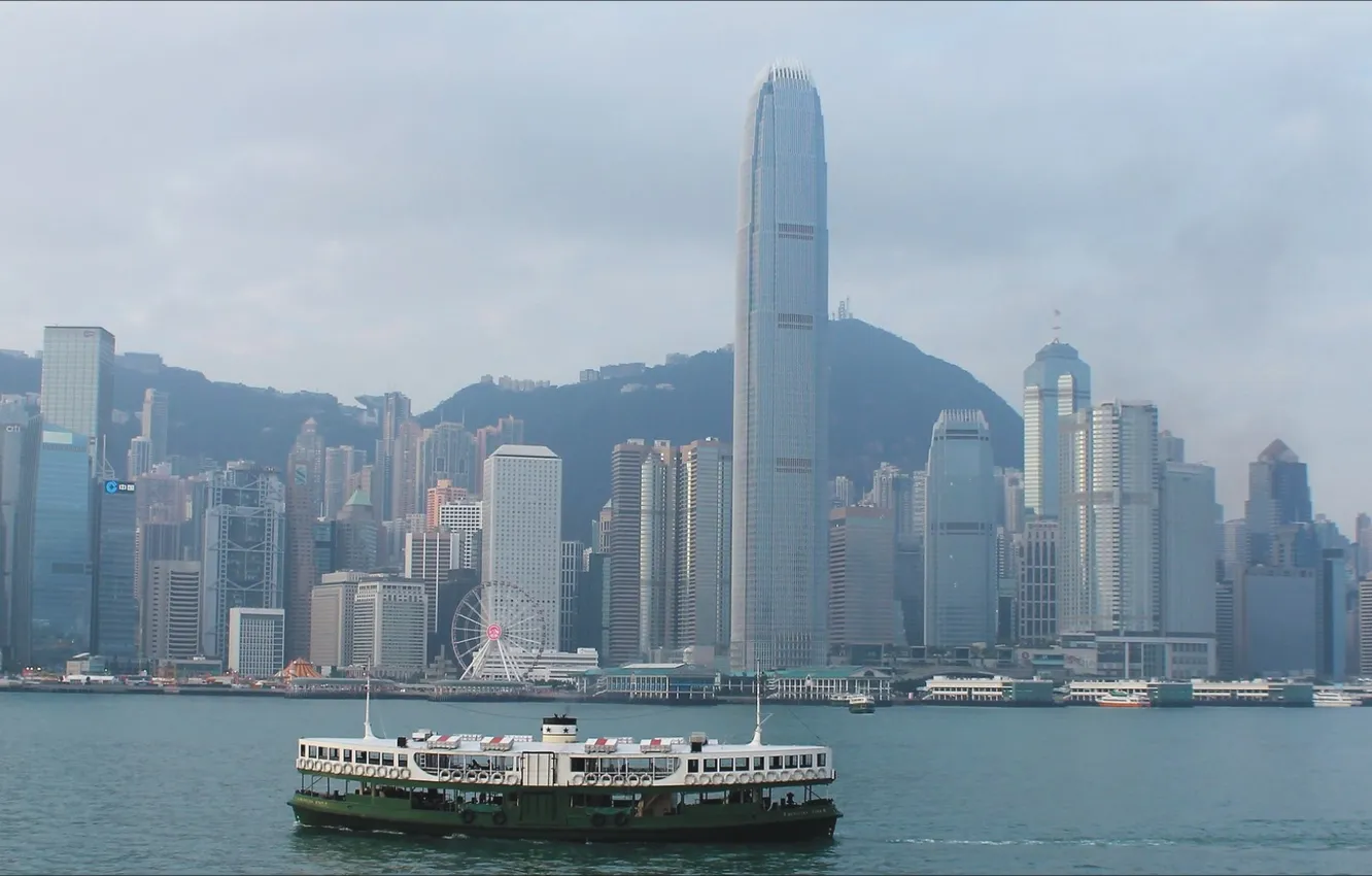 Photo wallpaper hongkong, view, Asia, boat, city