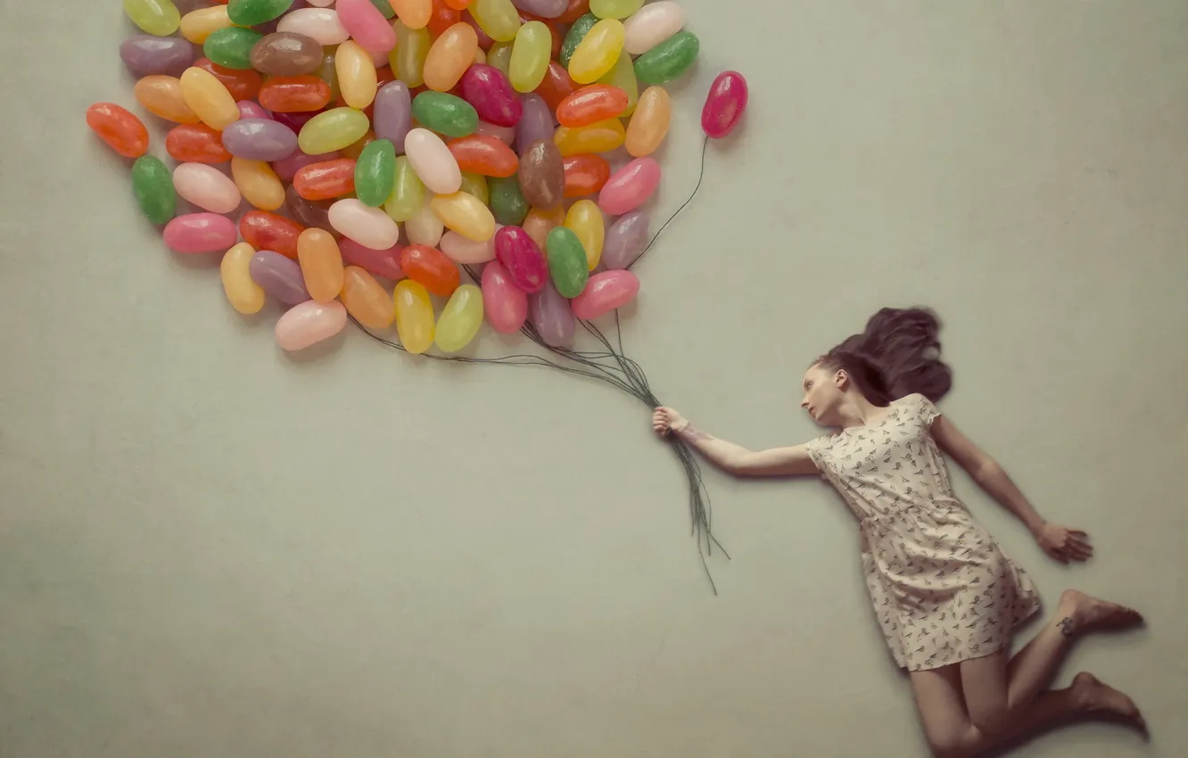 Photo wallpaper girl, background, balls, the situation