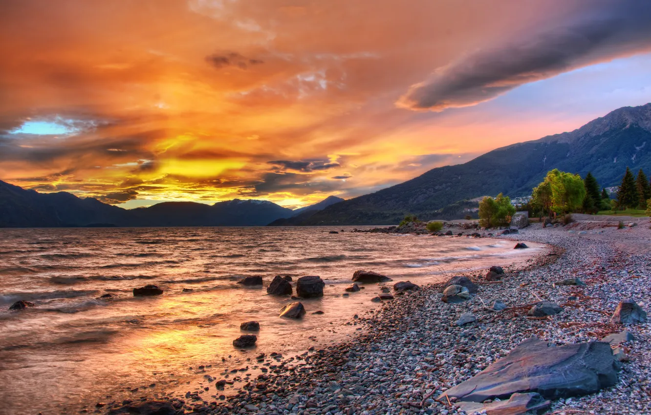 Photo wallpaper the sky, landscape, mountains, nature, lake, stones, Wallpaper, wallpapers