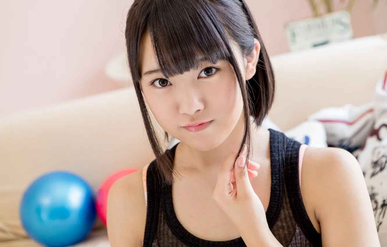 Photo wallpaper woman, smile, beautiful, model, pretty, ball, asian, cute