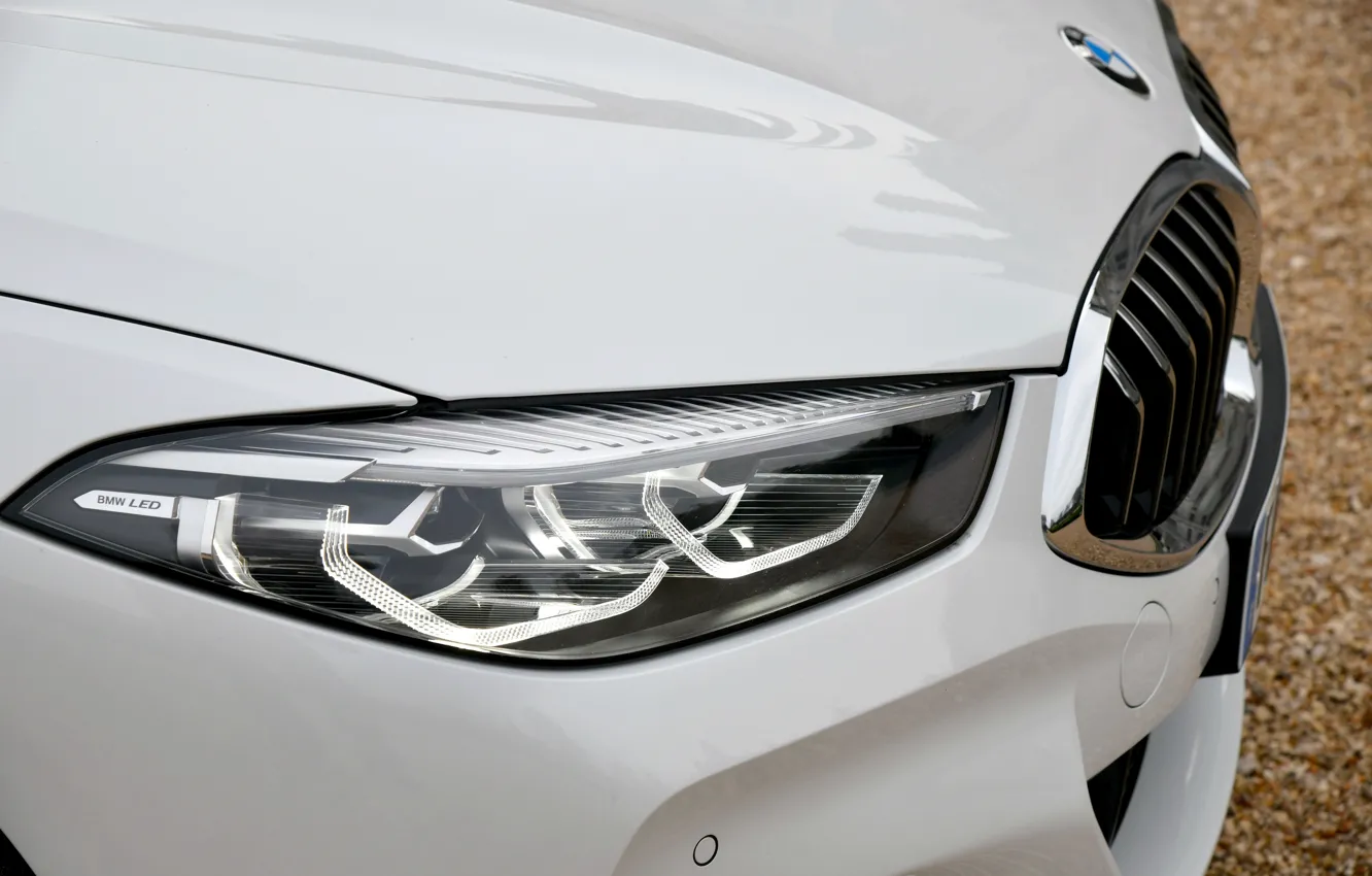Photo wallpaper white, lights, coupe, BMW, grille, The hood, 2018, 8-Series