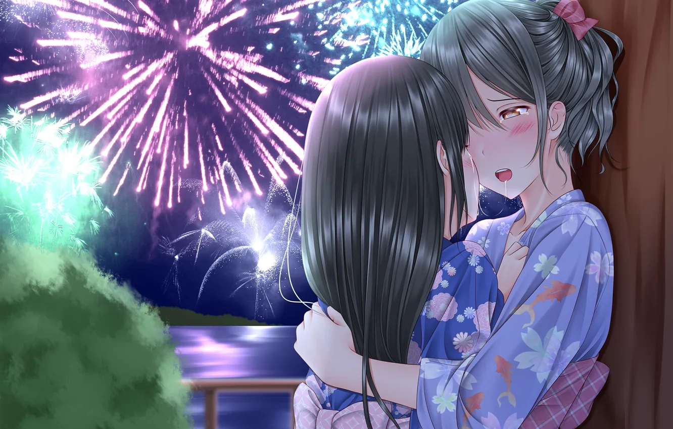 Photo wallpaper girl, kiss, salute