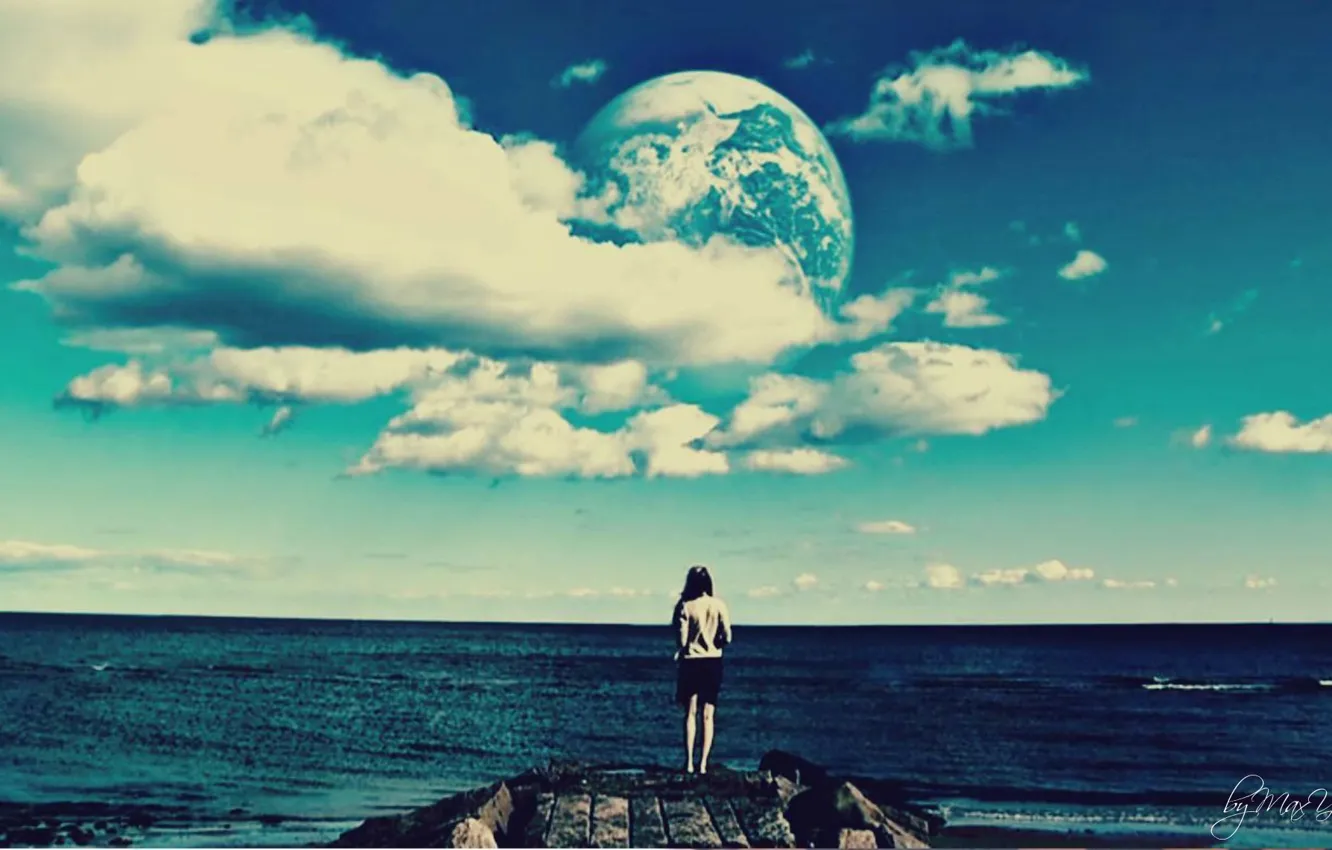 Photo wallpaper sea, beach, the sky, planet, Kind, other land