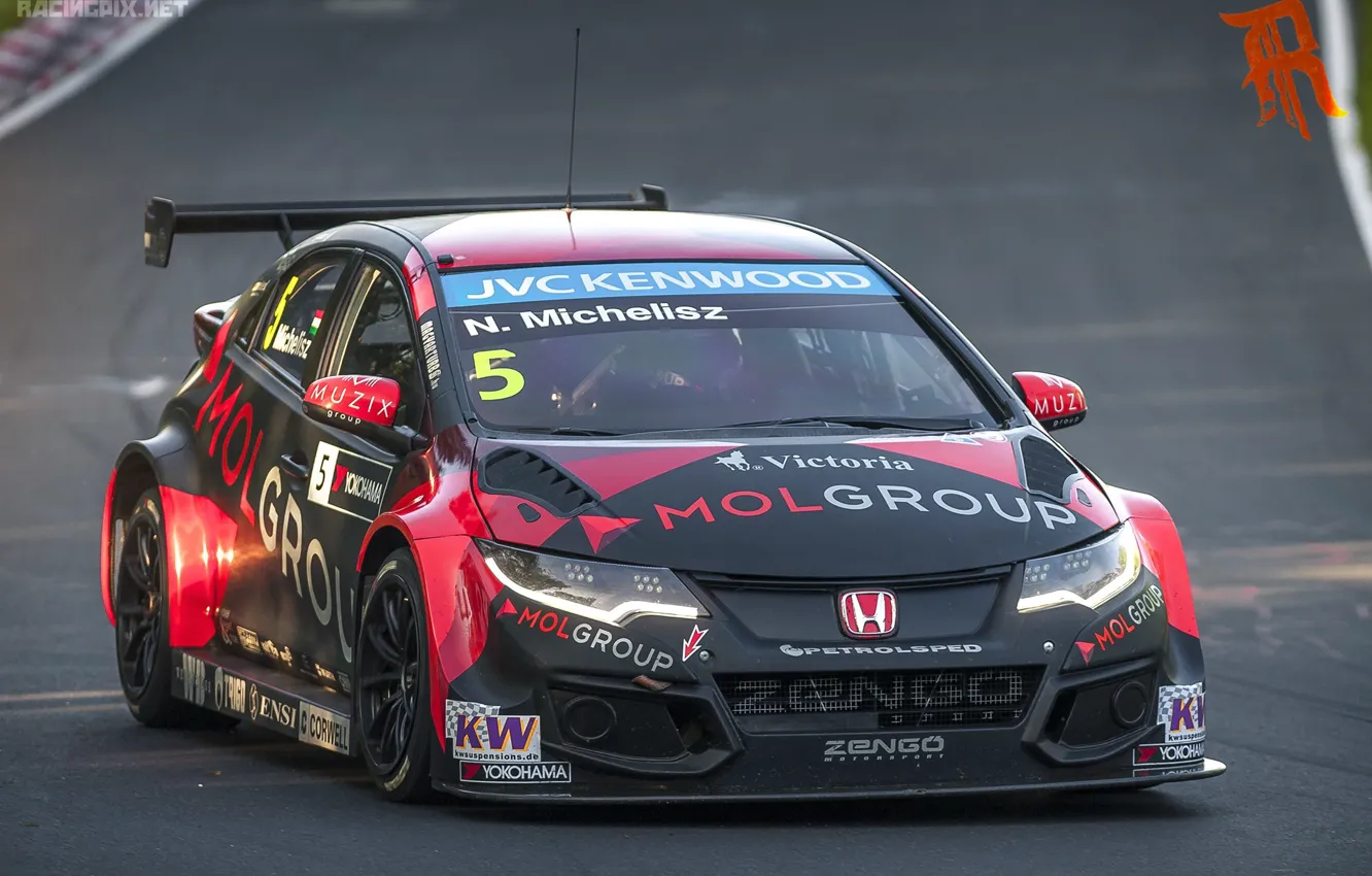 Photo wallpaper Japan, red, Honda, black, Front, tuning, race, face