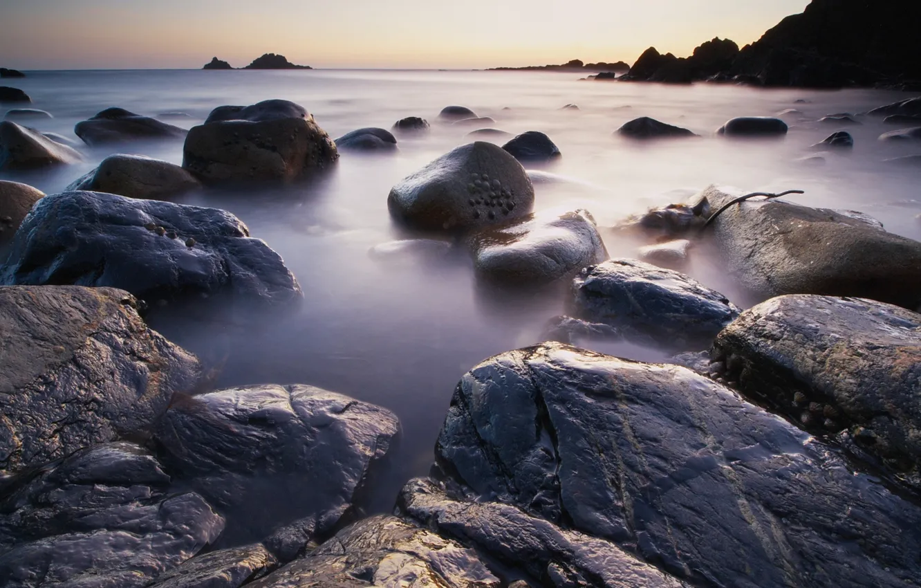 Photo wallpaper water, stones, shore