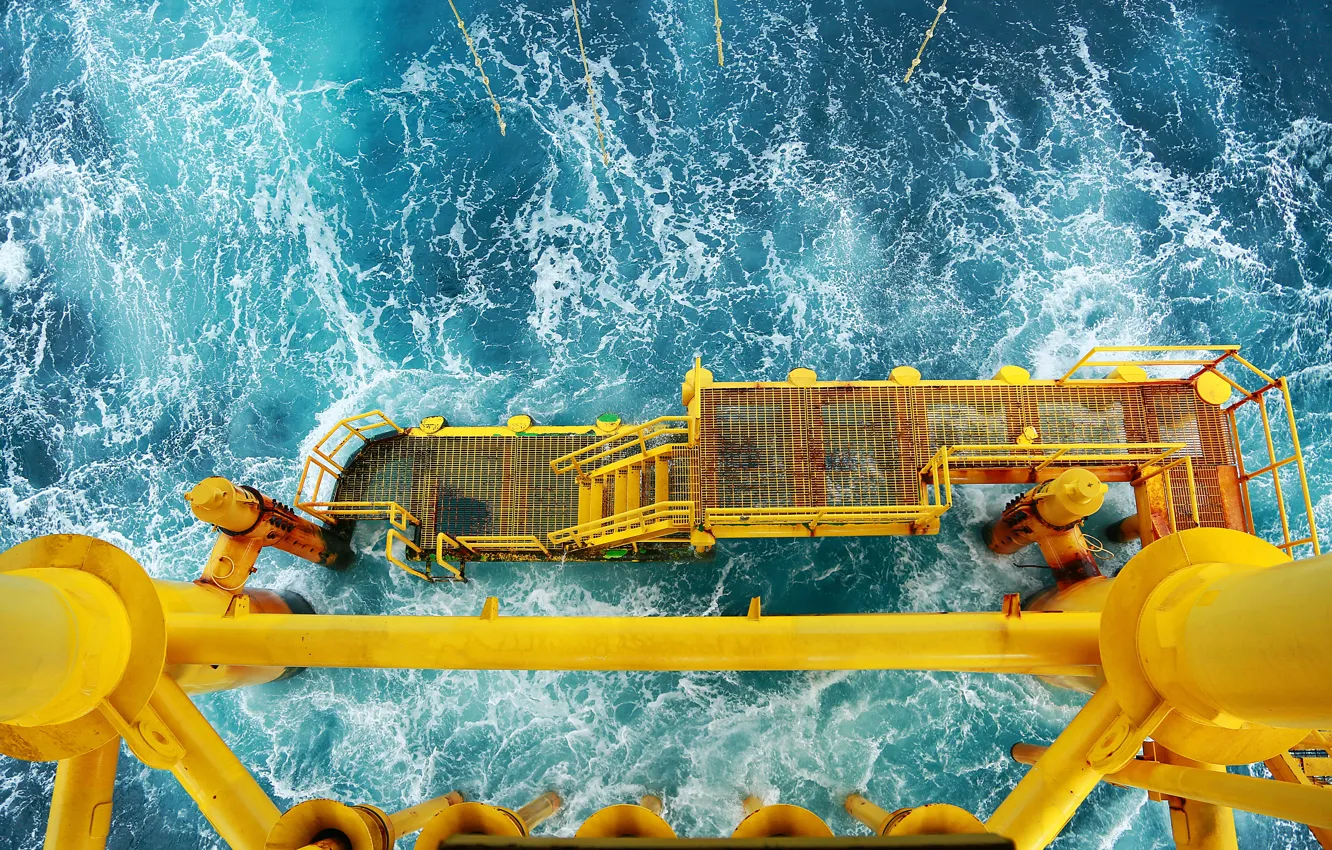 Photo wallpaper metal, ocean, yellow, platform