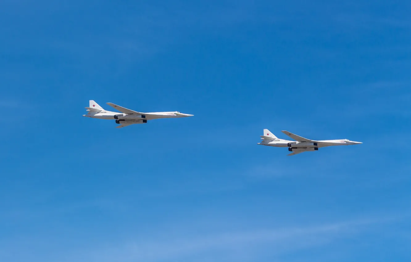 Photo wallpaper The sky, Moscow, Flight, Pair, Tupolev, The Tu-160, Victory, Parade