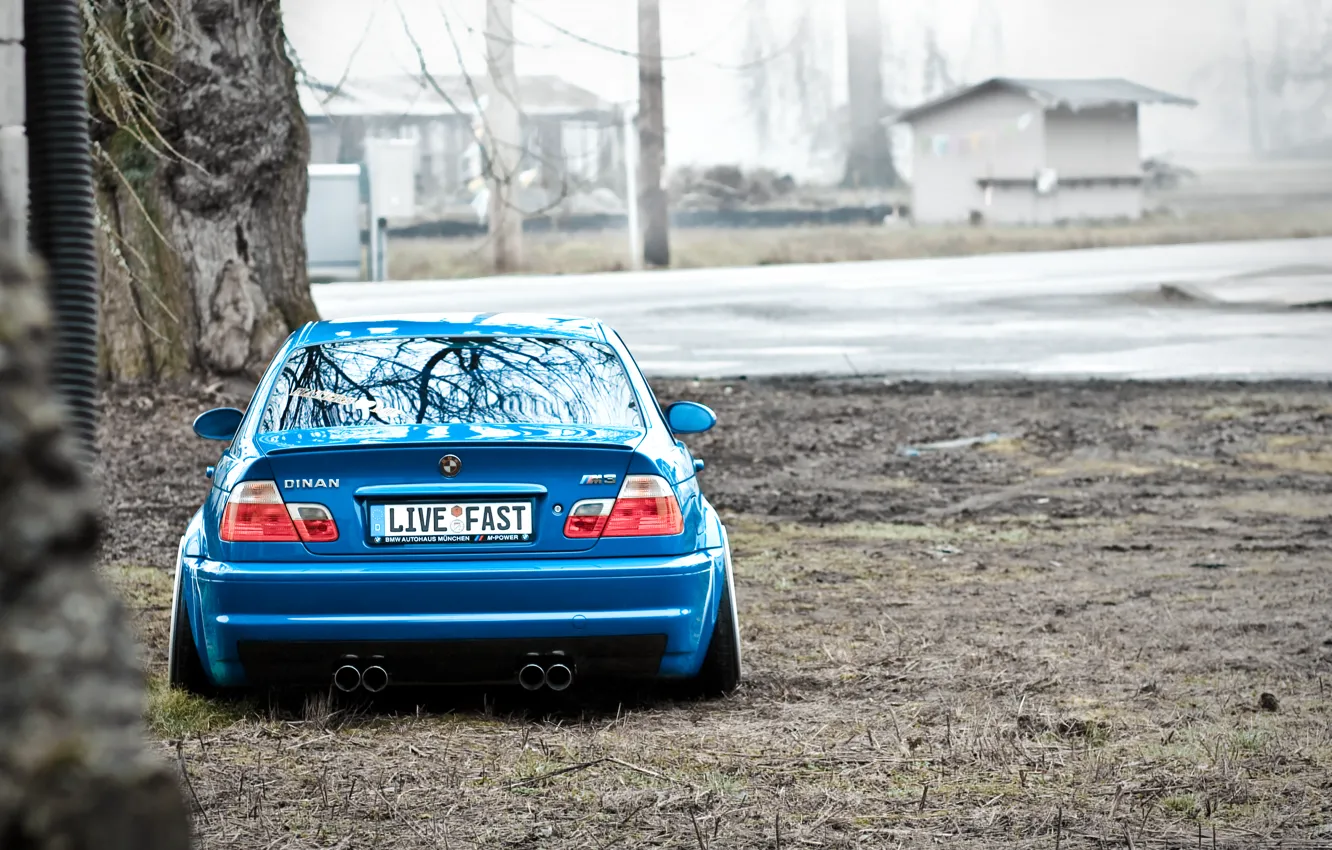 Photo wallpaper BMW, blue, tuning, rear, E46