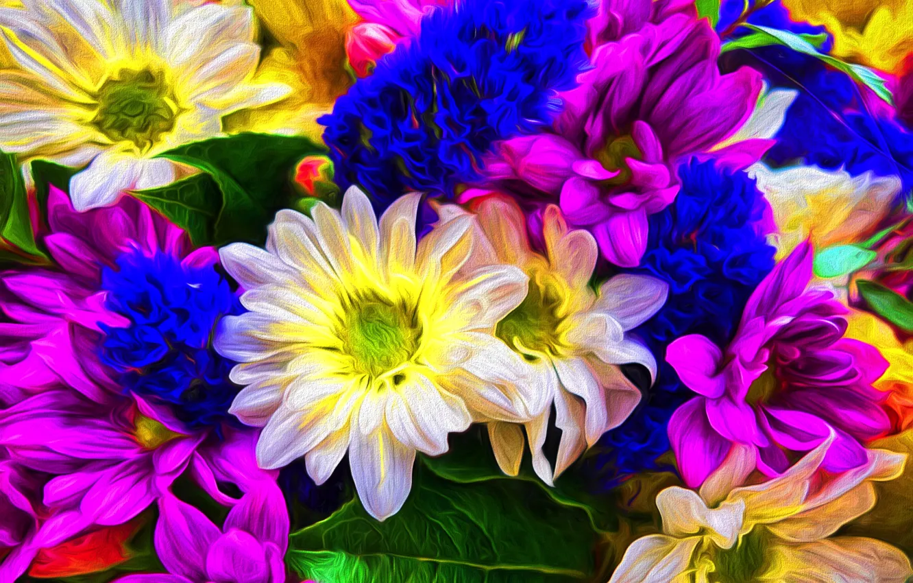 Photo wallpaper flowers, background, paint, color