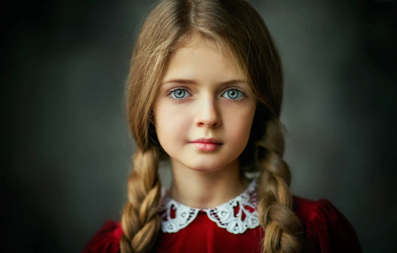 Photo wallpaper portrait, look, girl, blue eyes, Rus, nature, braids, Olga Boyko