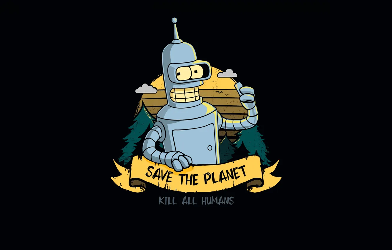 Photo wallpaper Futurama, kill, planet, Bender
