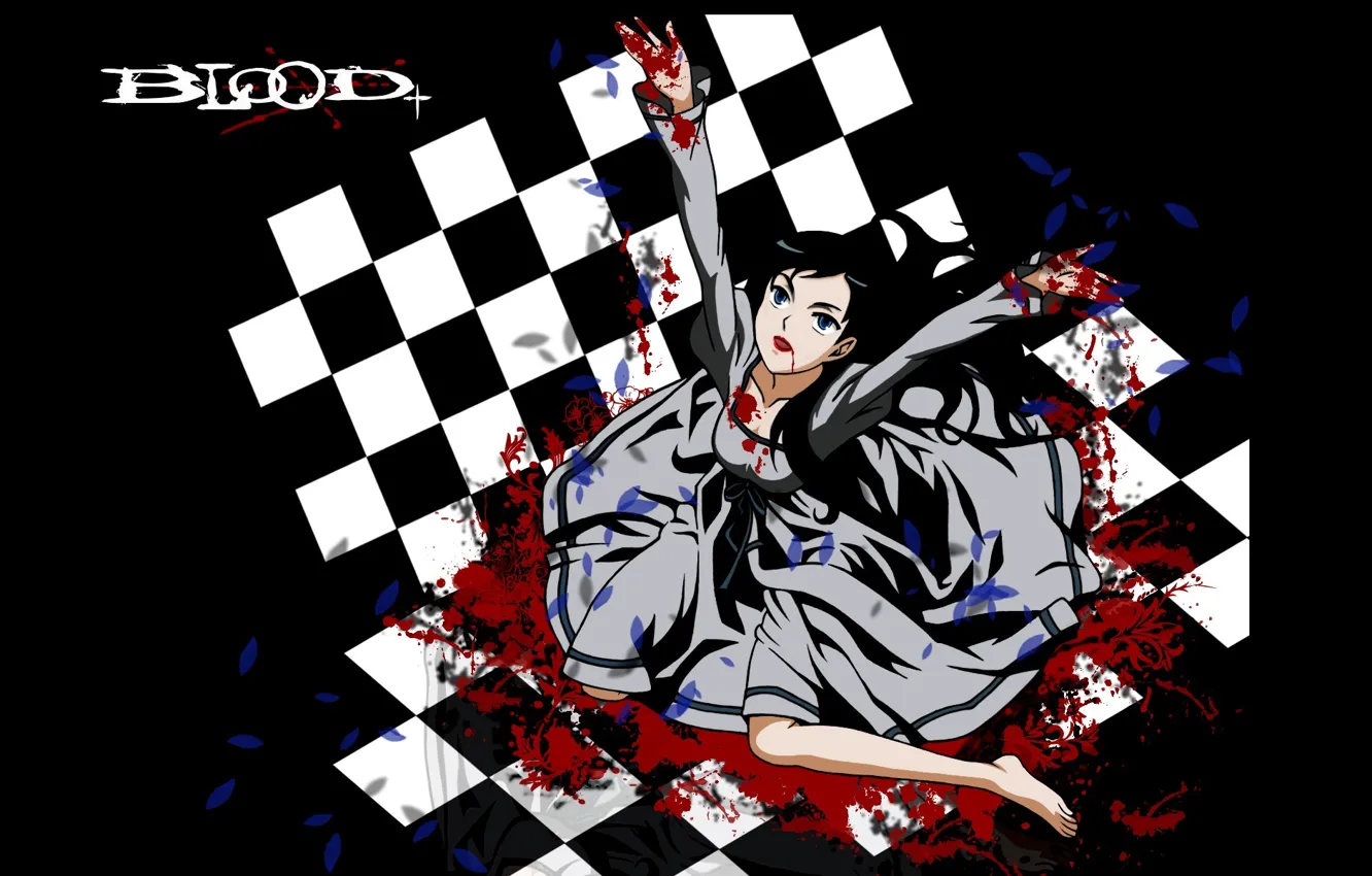 Photo wallpaper darkness, madness, Blood+, chess Board, diva, blood spatter, a pool of blood, Hayashi Nomura art
