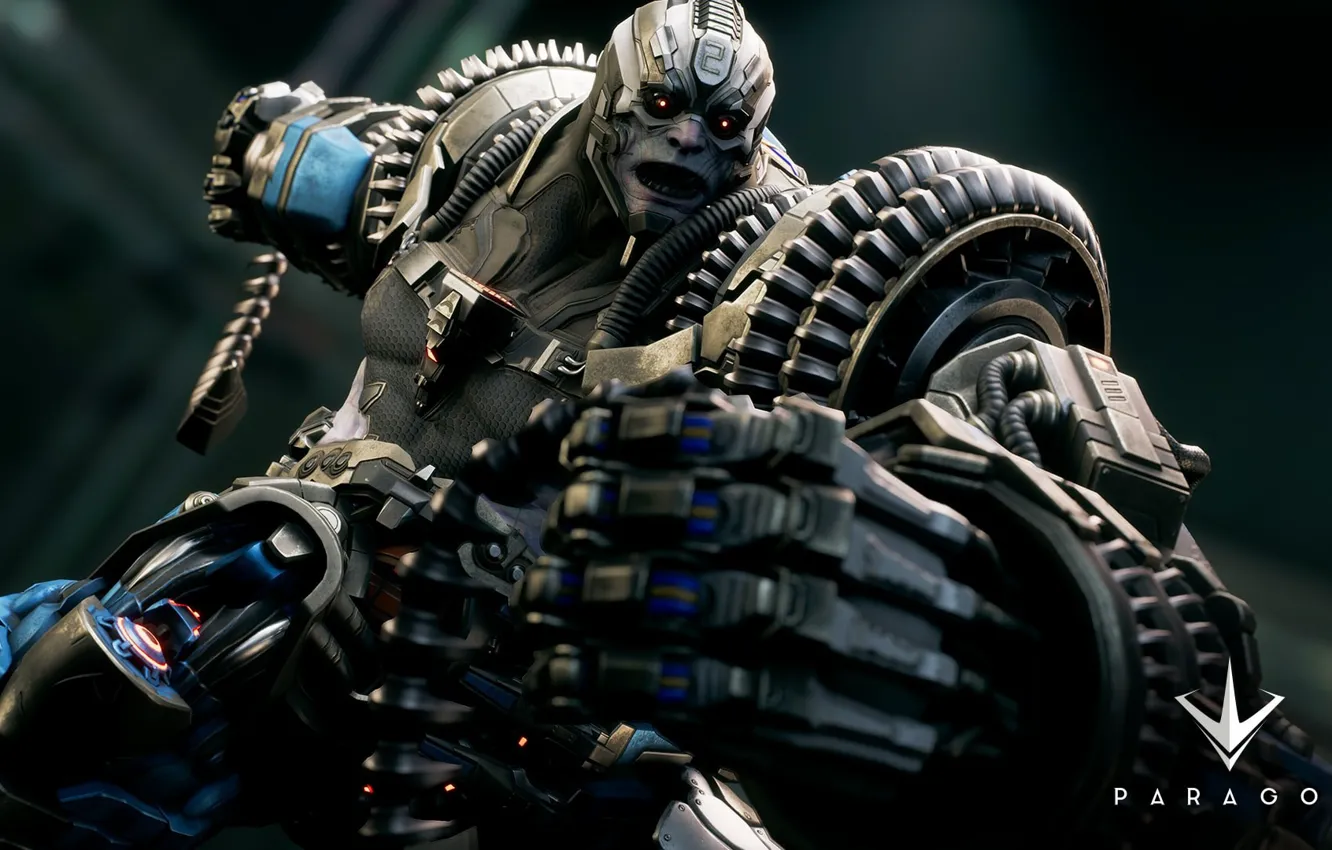 Photo wallpaper logo, game, powerful, strong, muscular, moba, Paragon