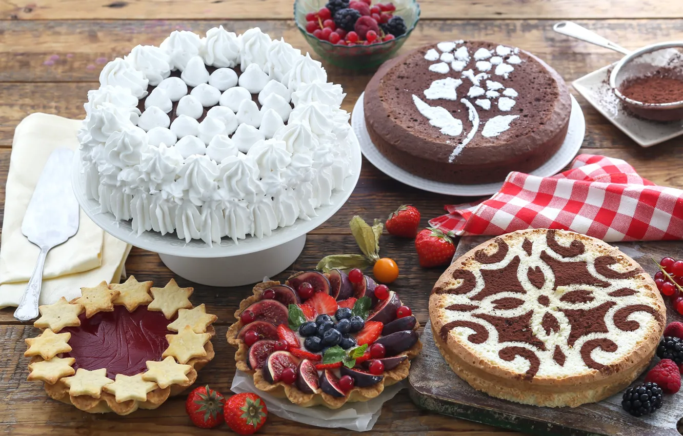 Photo wallpaper berries, cake, dessert, cakes, decor
