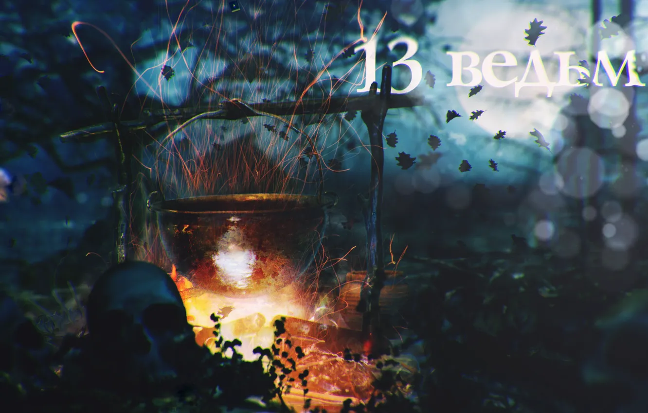 Photo wallpaper skull, fantasy, witch, the middle ages, boiler, horror