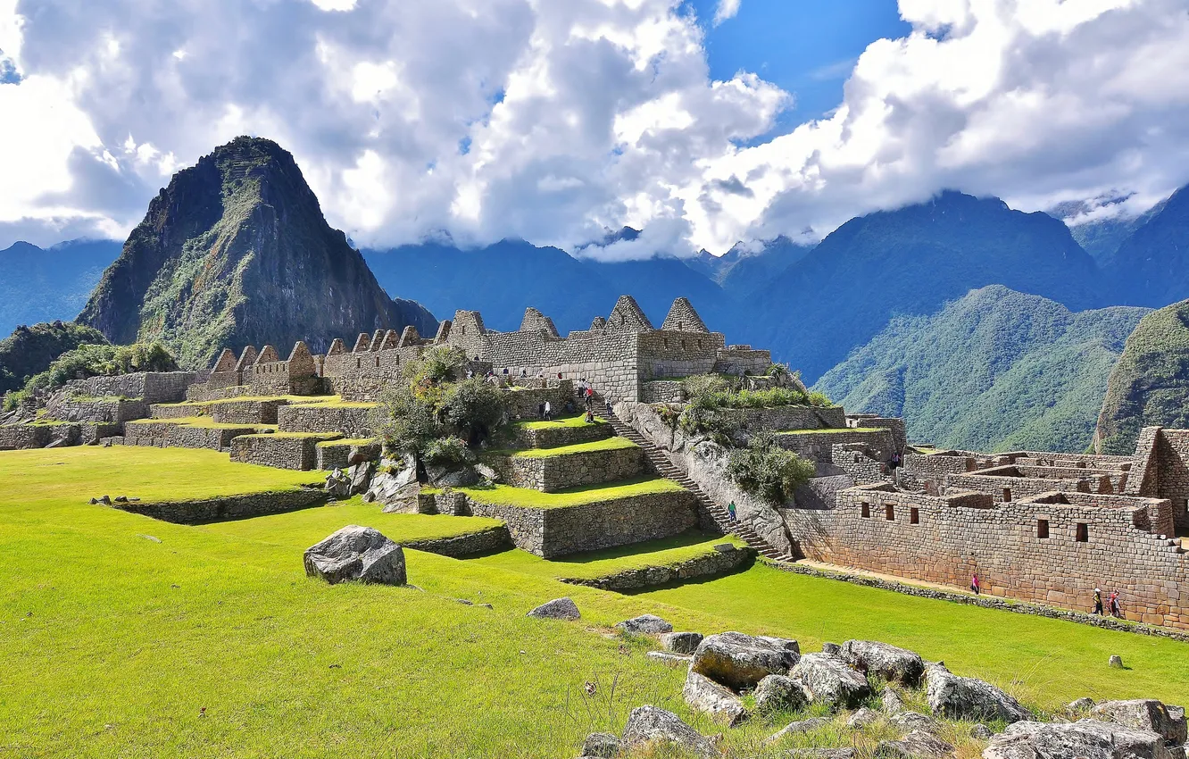 Photo wallpaper the sky, mountains, the city, the ruins, ruins, Peru, Machu Picchu, the Incas