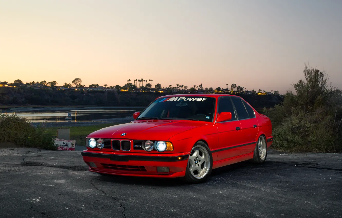 Photo wallpaper BMW, red, Legend, E34