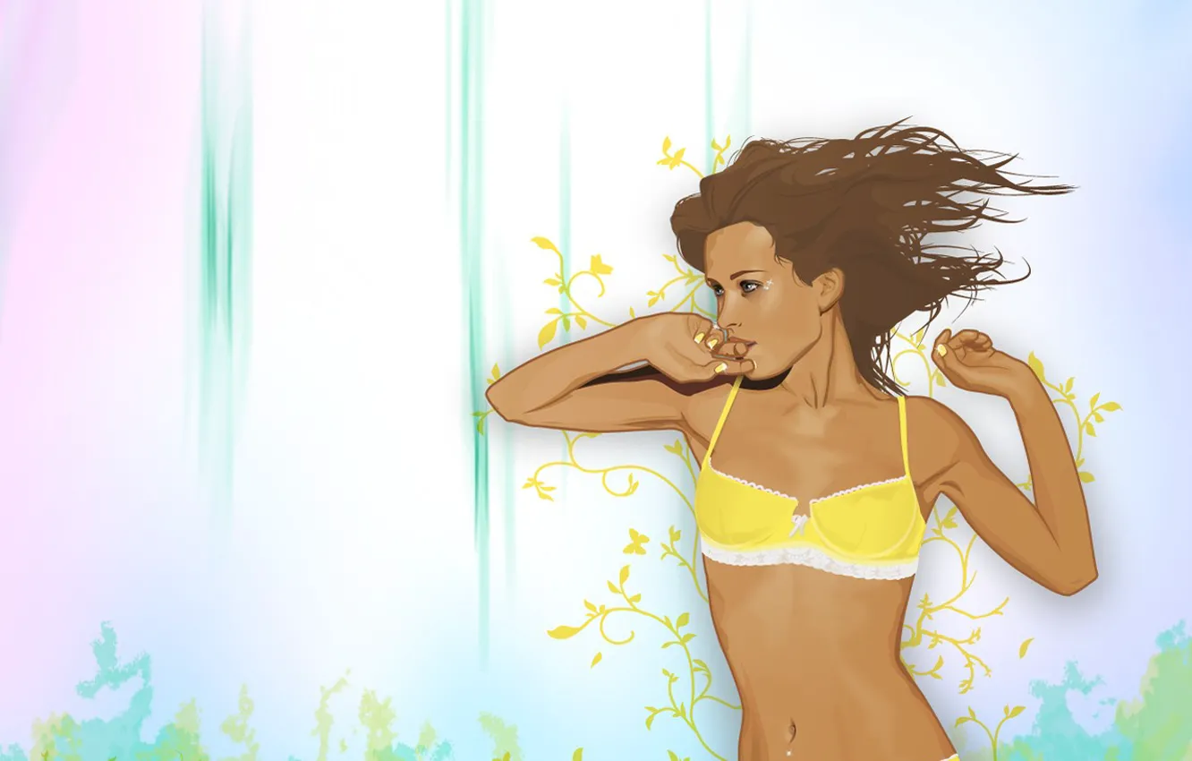 Photo wallpaper girl, linen, vector