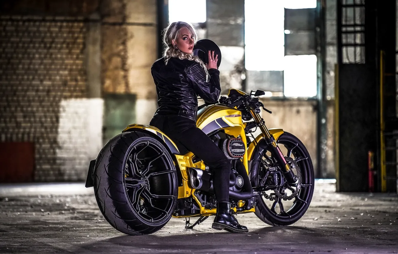Photo wallpaper Girl, Bike, Motorcycle, Thunderbike