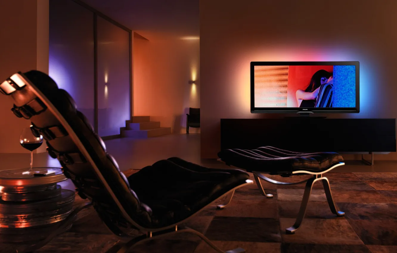 Photo wallpaper room, mood, romance, the evening, TV, different, nostalgia, dim light