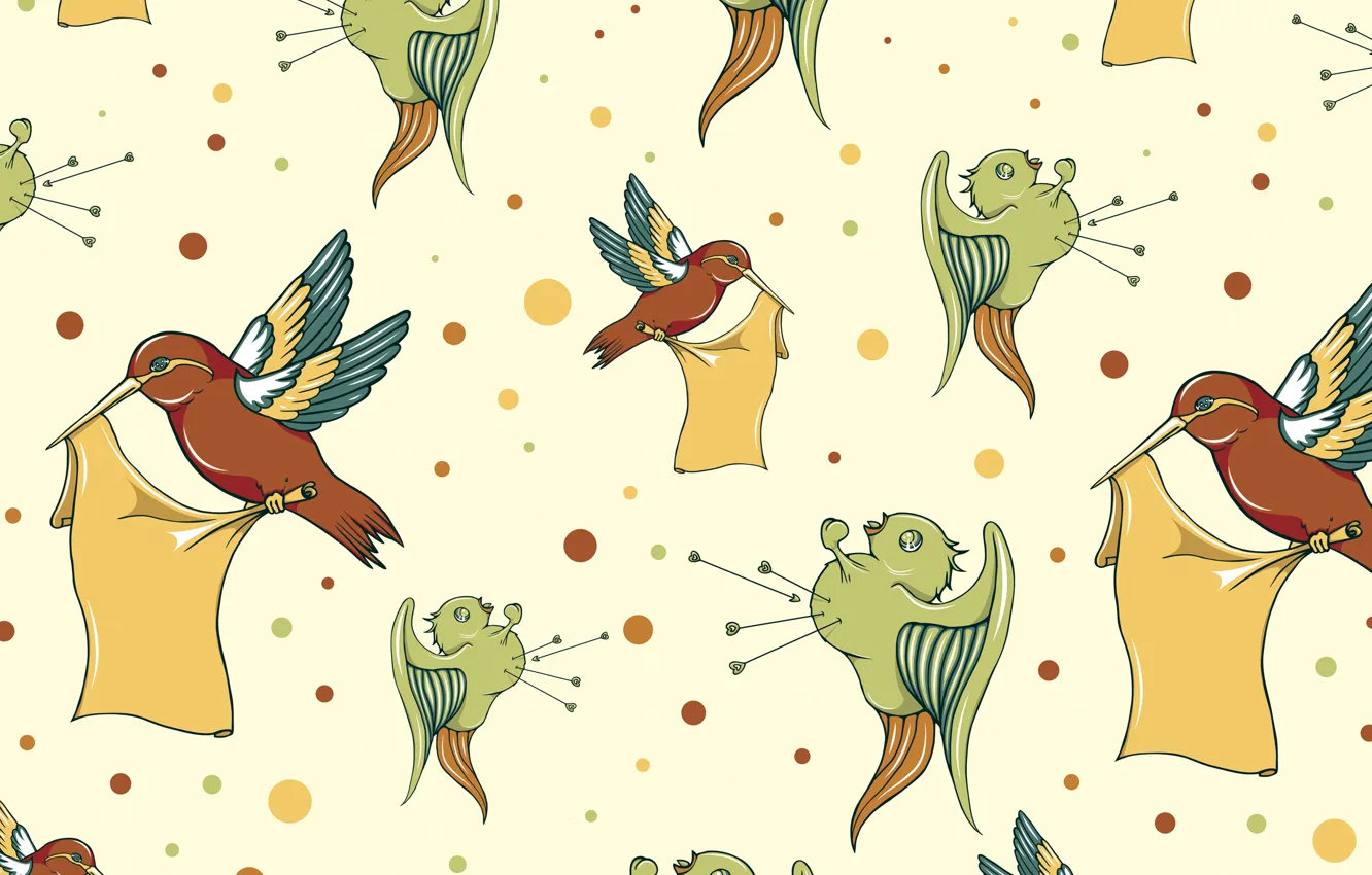 Photo wallpaper bird, vector, texture, bird, illustration, hand drawn birds