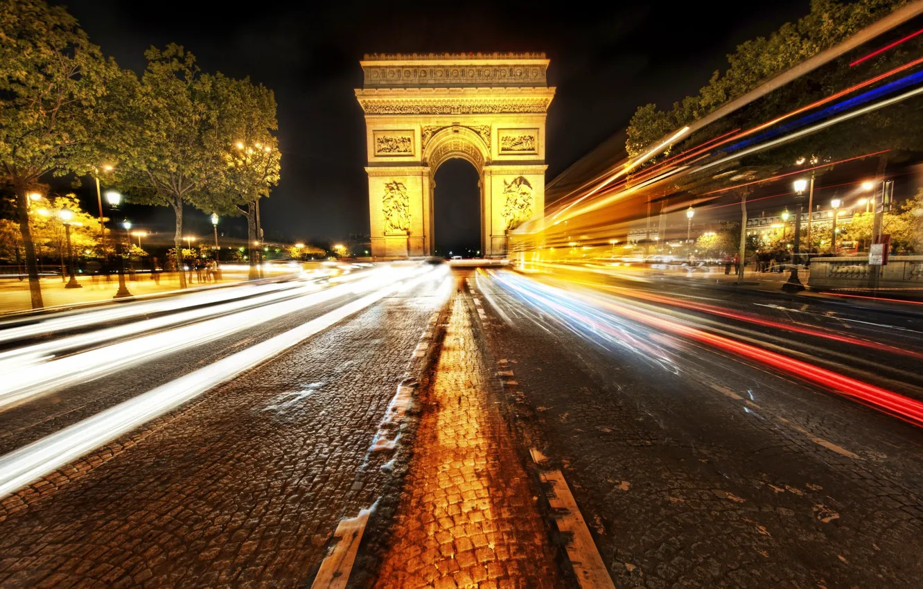 Photo wallpaper night, Paris, France, paris, france, Arc de Triomphe