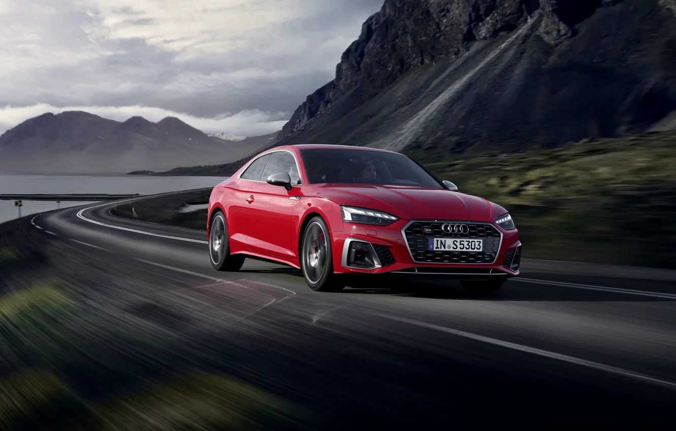 Photo wallpaper road, Audi, speed, 2020, Coupe TDI, Aud S5
