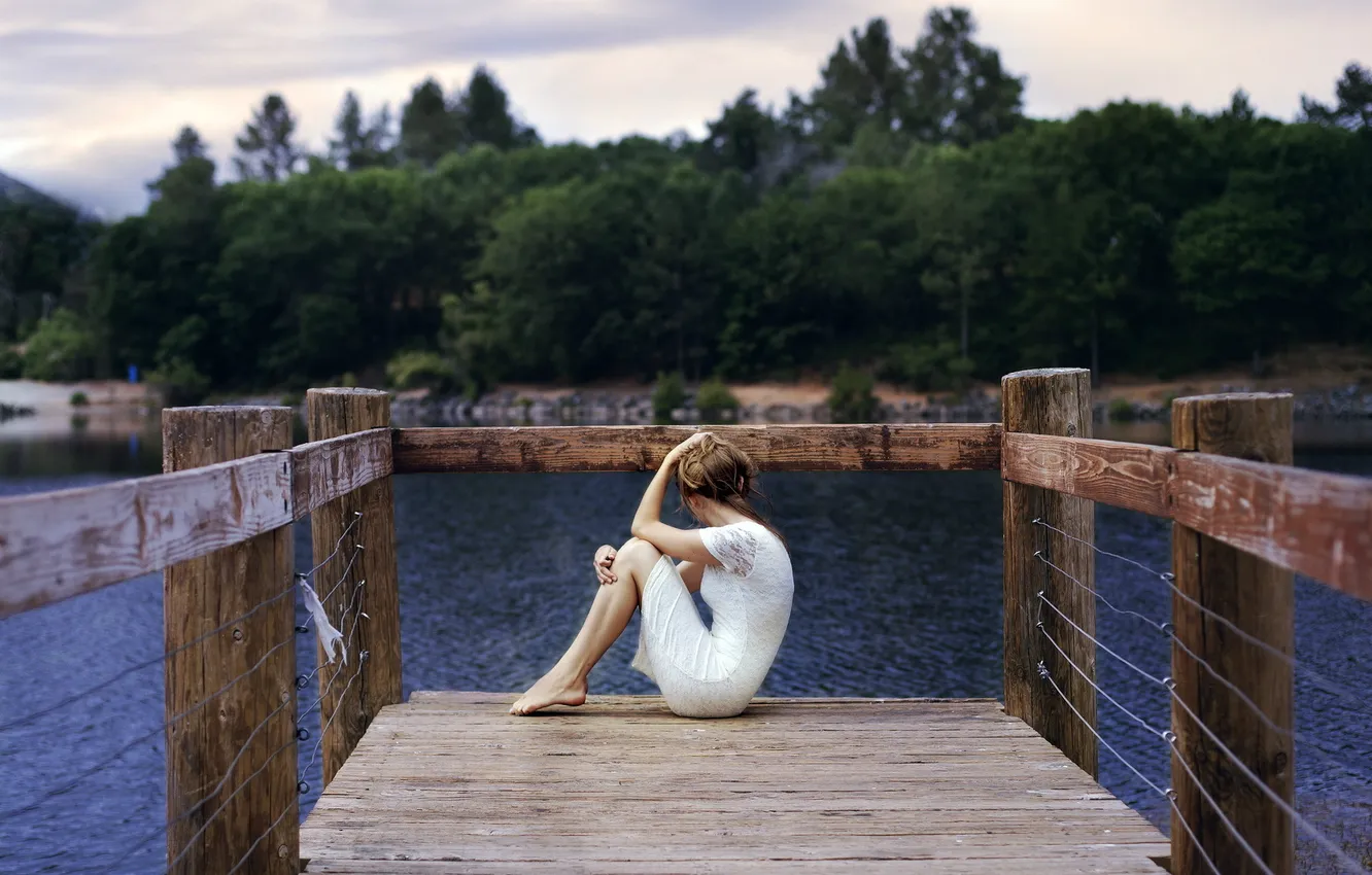 Photo wallpaper girl, bridge, mood