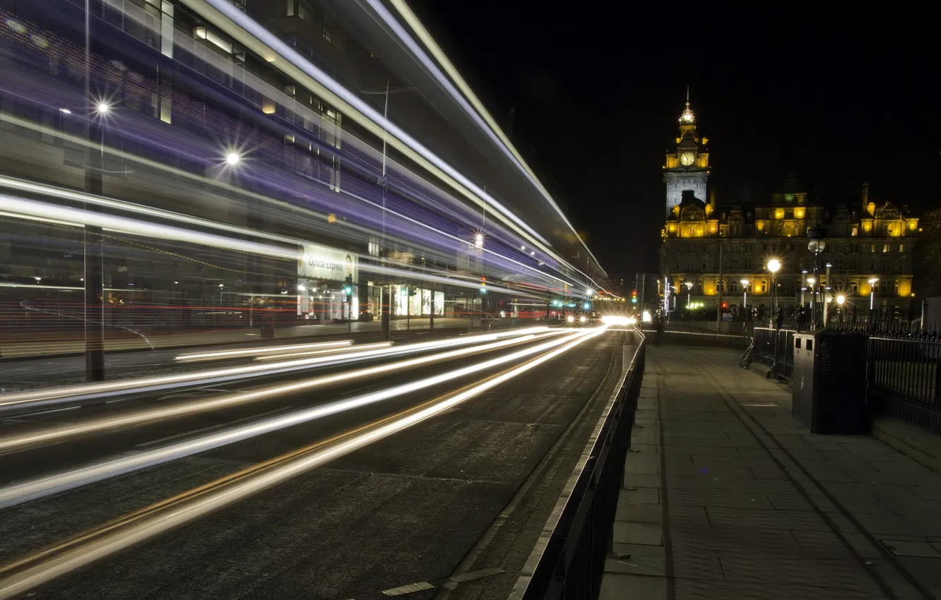 Photo wallpaper night, the city, Edinburgh, Princess Street