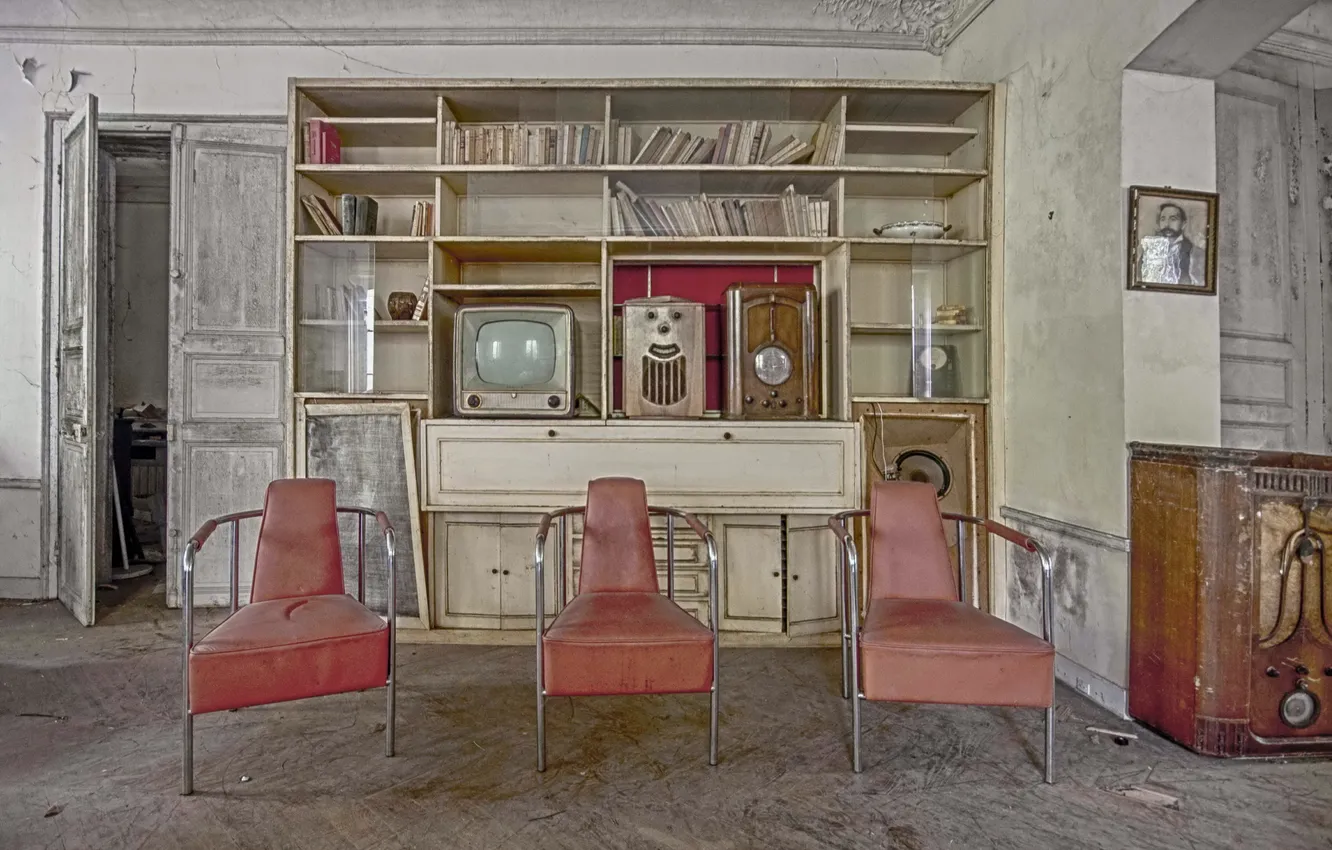 Photo wallpaper chairs, radio, TV