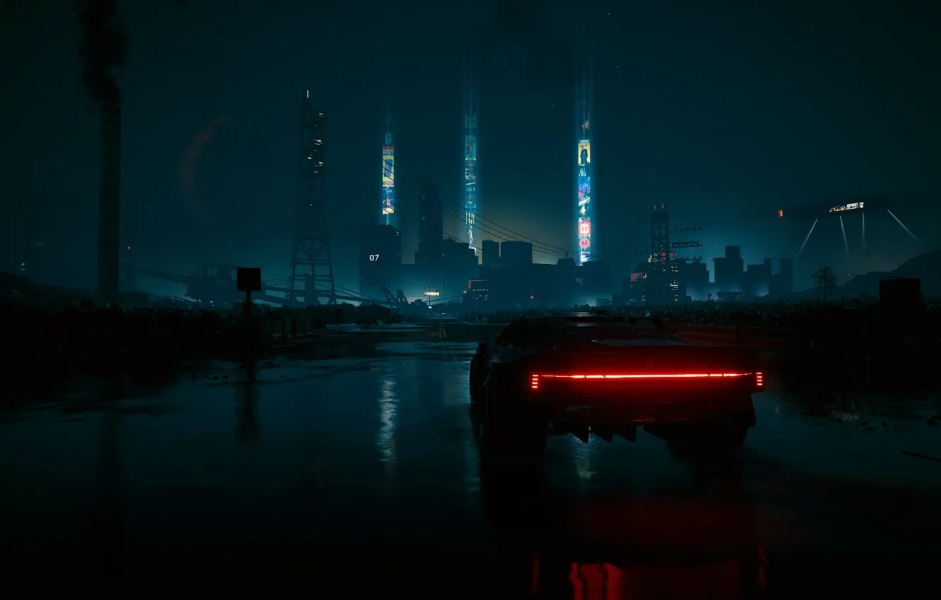 Photo wallpaper avto, night city, CD Projekt RED, Cyberpunk 2077