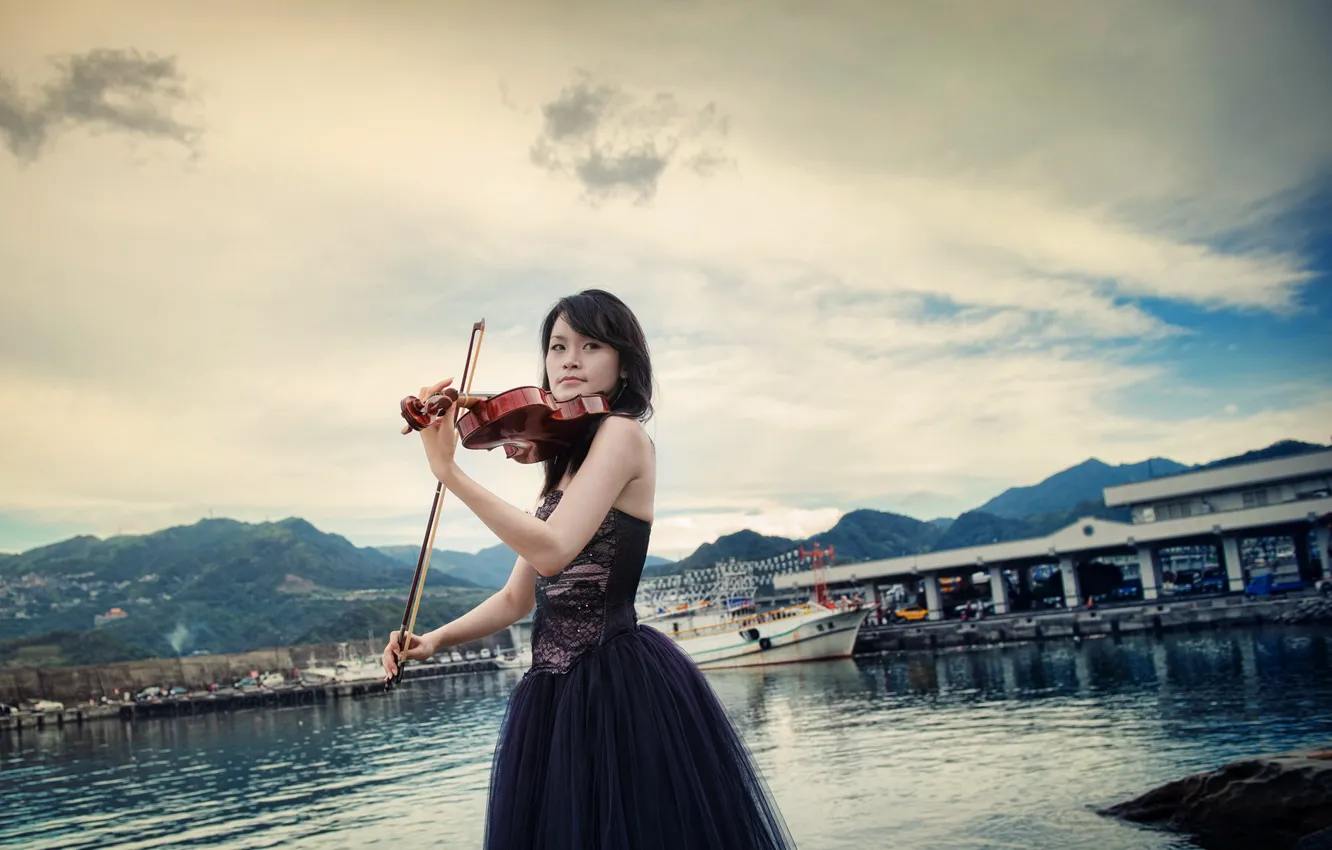 Photo wallpaper girl, music, violin